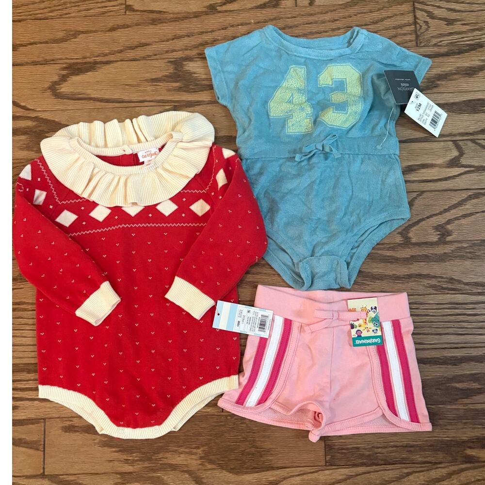 Cat & Jack one piece Sweater 18 Months Garanimal Shorts Pink Blue One Piece NEW
